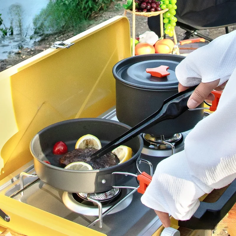 10Pcs Camping Cookware Set with Orange Handles Portable Outdoor Cooking Kit for Picnic Wilderness Travel Hiking
10Pcs Camping Cookware Set with Orange Handles Portable Outdoor Cooking Kit for Picnic Wilderness Travel Hiking