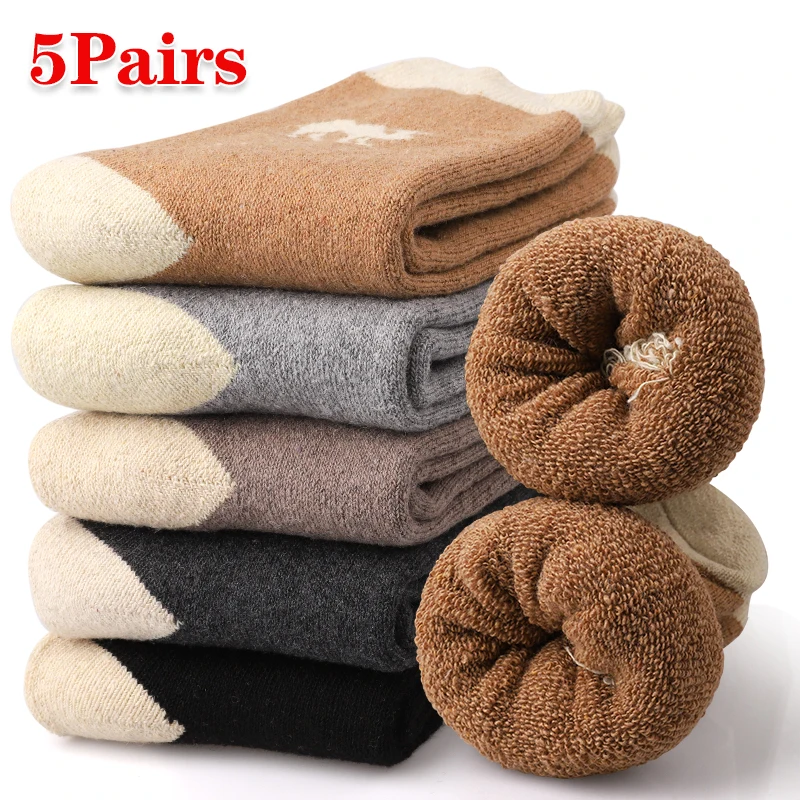 5Pairs Men's Winter Thick Thermal Socks Camel Pattern Wool Men Women Solid High Quality Wool Socks Cold Snow Warm Socks
5Pairs Men's Winter Thick Thermal Socks Camel Pattern Wool Men Women Solid High Quality Wool Socks Cold Snow Warm Socks