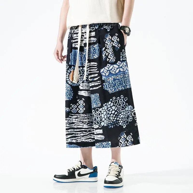 Summer Cotton Hemp Fashion Elastic Waist Wide Leg Trousers Man Vintage Harajuku Printing Loose Pockets Patchwork Y2K Trousers
Summer Cotton Hemp Fashion Elastic Waist Wide Leg Trousers Man Vintage Harajuku Printing Loose Pockets Patchwork Y2K Trousers