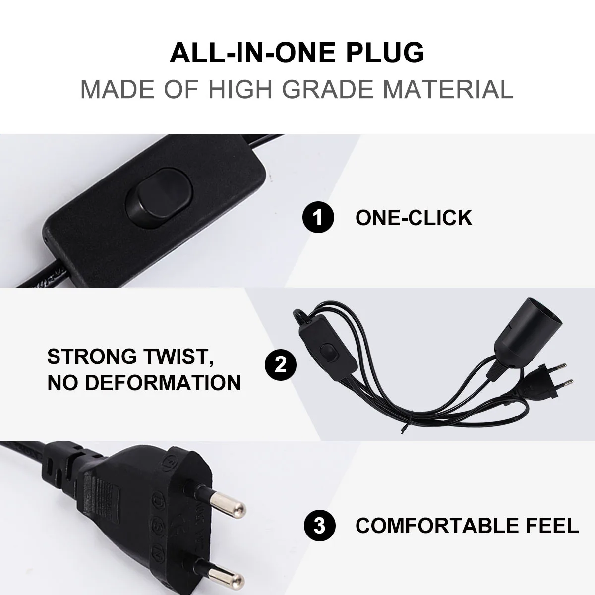 Power Cable E27 Lamp Holder 303 Plug 1.8m Extension Cord Black LED Bulb Cable Wire Base Eu Plug for Cloth Store Exhibition Use
Power Cable E27 Lamp Holder 303 Plug 1.8m Extension Cord Black LED Bulb Cable Wire Base Eu Plug for Cloth Store Exhibition Use