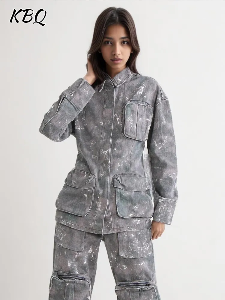 KBQ Patchwork Pockets Denim Jackets For Women Lapel Long Sleeve Spliced Single Breasted Camouflage Jacket Female Fashion Clothes
KBQ Patchwork Pockets Denim Jackets For Women Lapel Long Sleeve Spliced Single Breasted Camouflage Jacket Female Fashion Clothes