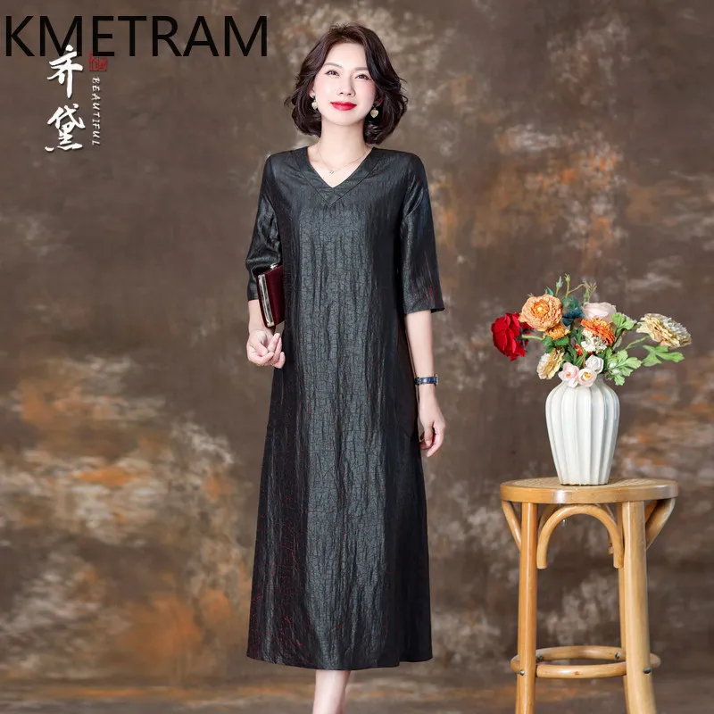 KMETRAM 100% Mulberry Silk Dress Women Reversible Long Dresses High Quality Xiangyun Sha Summer Frocks Woman Clothes Vestidos
KMETRAM 100% Mulberry Silk Dress Women Reversible Long Dresses High Quality Xiangyun Sha Summer Frocks Woman Clothes Vestidos