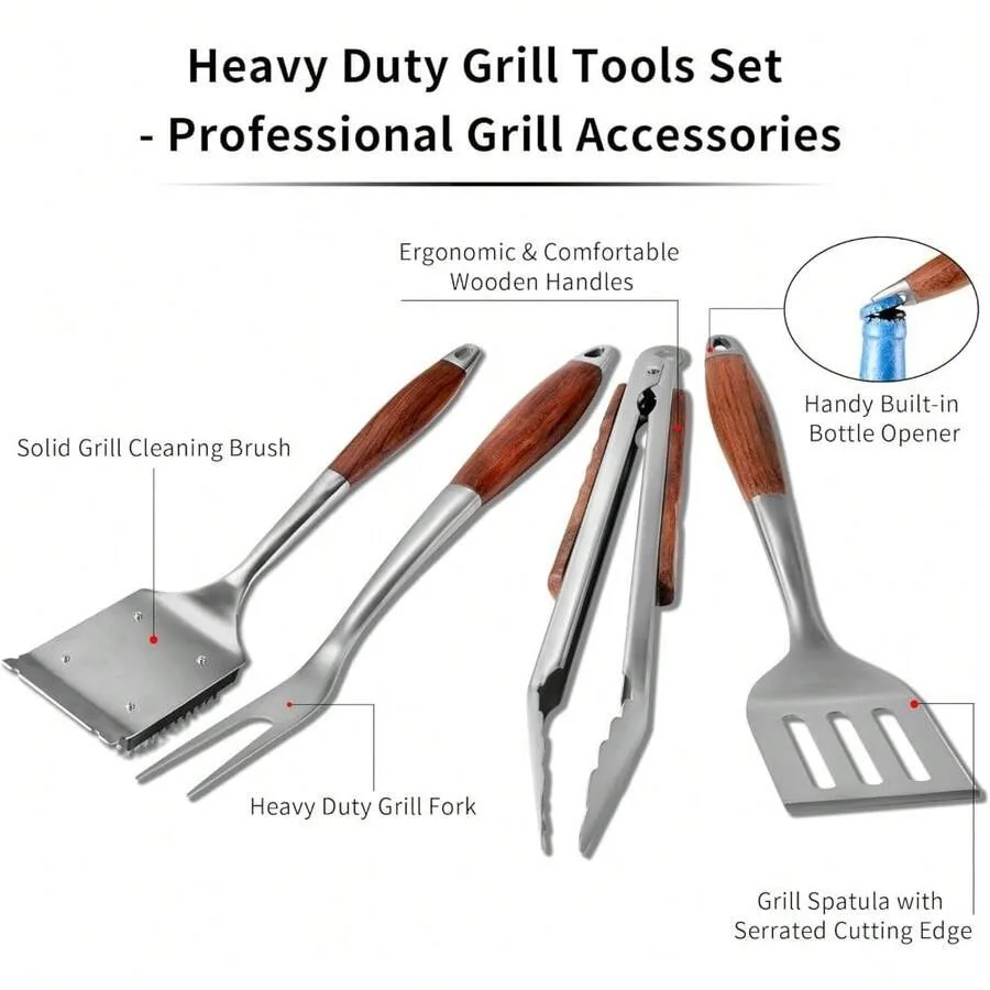 Rose Wooden BBQ Grilling Tools Set With Spatula Fork Brush Tongs, Outdoor Grill Accessories For Barbecue, Essential Grilling Se
Rose Wooden BBQ Grilling Tools Set With Spatula Fork Brush Tongs, Outdoor Grill Accessories For Barbecue, Essential Grilling Se