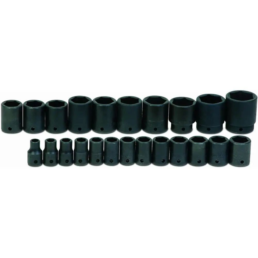 23-Piece Half-Inch Drive Metric 6-Point Shallow Impact Socket Set