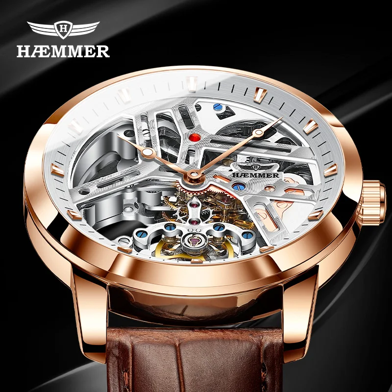 HAEMMER Men's Sports Automatic Watch Double-Side Hollow Top Brand Leather Straps Glowing Water Surface
HAEMMER Men's Sports Automatic Watch Double-Side Hollow Top Brand Leather Straps Glowing Water Surface