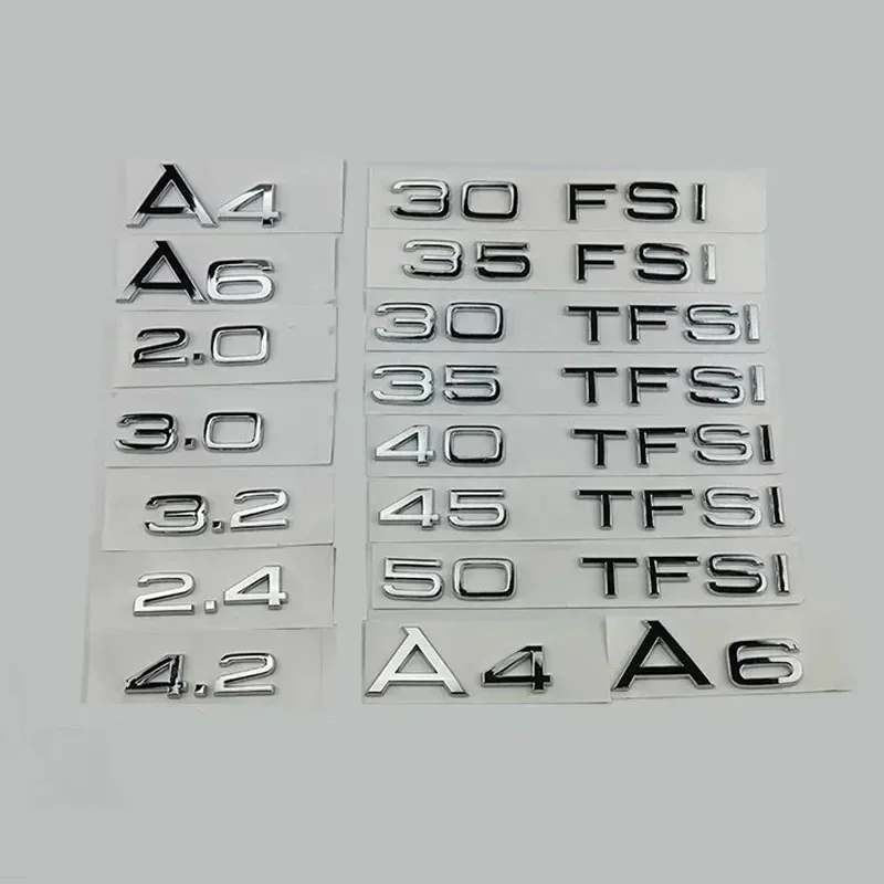 AUDI 3D ABS Chrome Silver Car Trunk Sticker 2.0 2.5 3.0 4.0 5.0TDI 30 35 40 45 50 55 TDI TFSI For Audi A1 A3 A4 A5 A6 A7 A8
AUDI 3D ABS Chrome Silver Car Trunk Sticker 2.0 2.5 3.0 4.0 5.0TDI 30 35 40 45 50 55 TDI TFSI For Audi A1 A3 A4 A5 A6 A7 A8