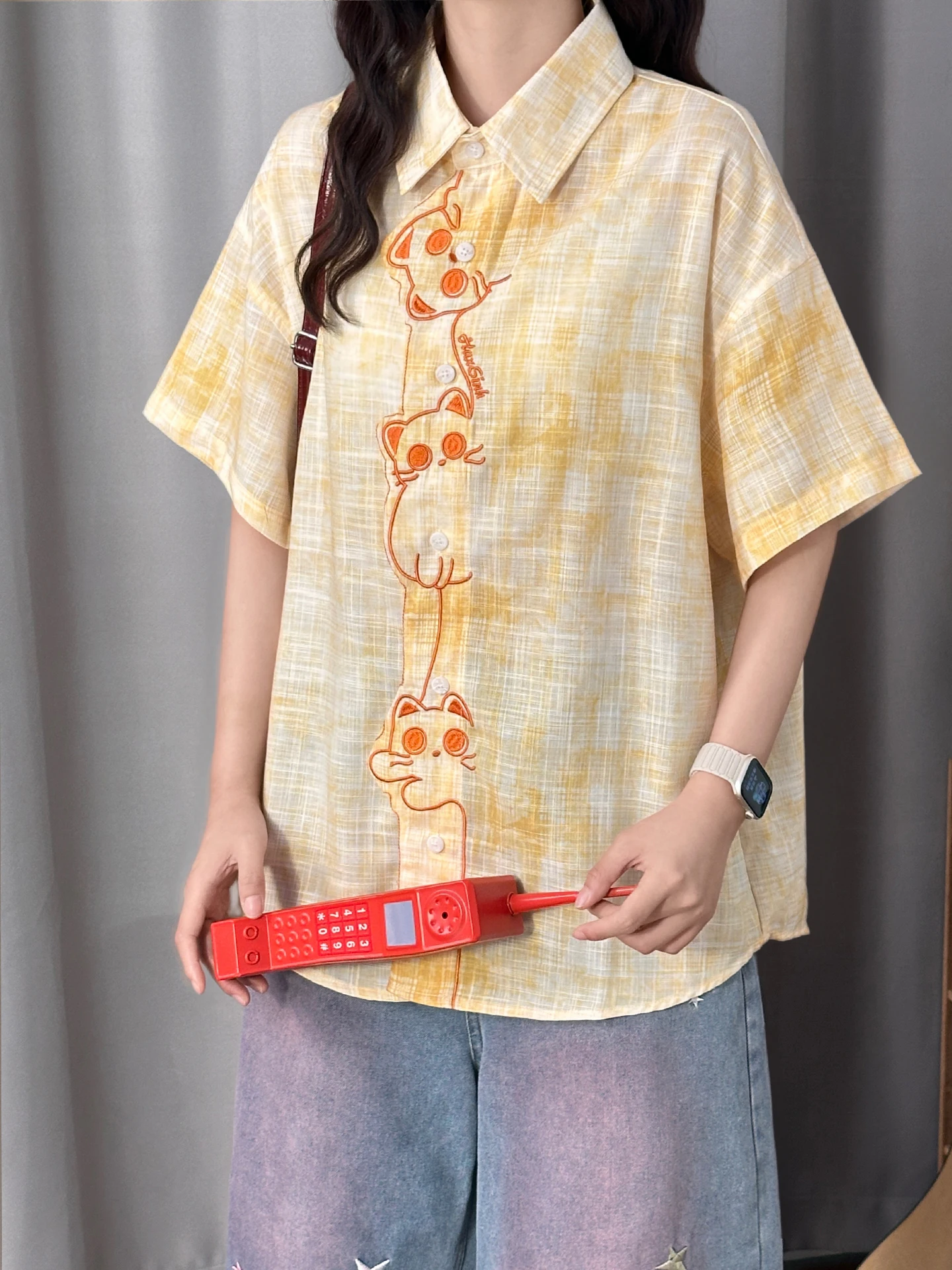 SOLDOUT Original Japanese Style Dyed Embroidery Short Sleeve Loose Women's Shirt Summer Design Casual Polyester Fiber
SOLDOUT Original Japanese Style Dyed Embroidery Short Sleeve Loose Women's Shirt Summer Design Casual Polyester Fiber
