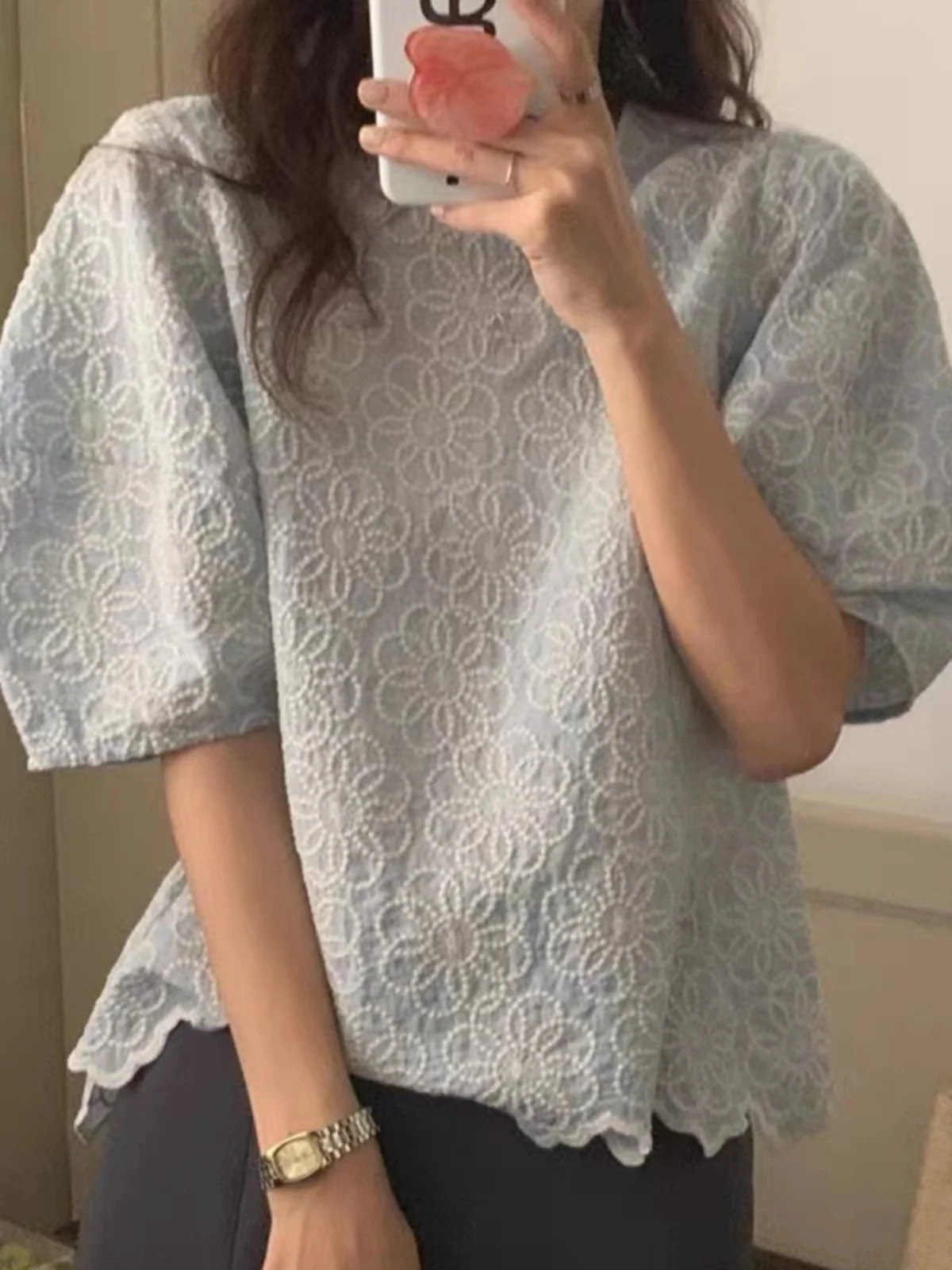 Ele White Embroidered irt Women's Faion Summer Top Not Repeating Sle Gentle Korean System Straight Tube Bubble Sve
Ele White Embroidered irt Women's Faion Summer Top Not Repeating Sle Gentle Korean System Straight Tube Bubble Sve