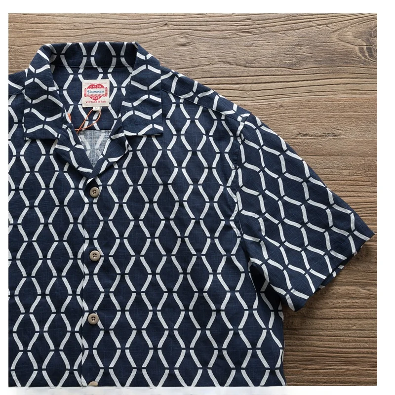 Summer Men's Loose Fit Cuban Collar ort Sve irt Wax Print Diamond Print Retro Japanese Sle Casual Faion
Summer Men's Loose Fit Cuban Collar ort Sve irt Wax Print Diamond Print Retro Japanese Sle Casual Faion