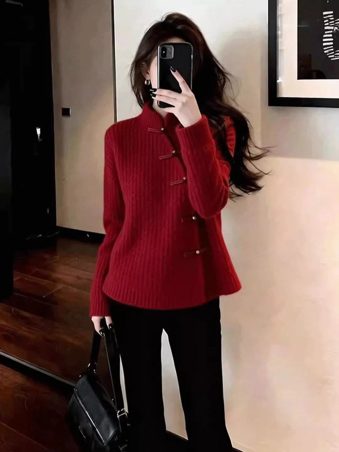 Elegant Red Knitted Sweater Women's Base Layer Top Button Design Casual Style Mid-Thickened Long Sleeve Winter Fashion
Elegant Red Knitted Sweater Women's Base Layer Top Button Design Casual Style Mid-Thickened Long Sleeve Winter Fashion