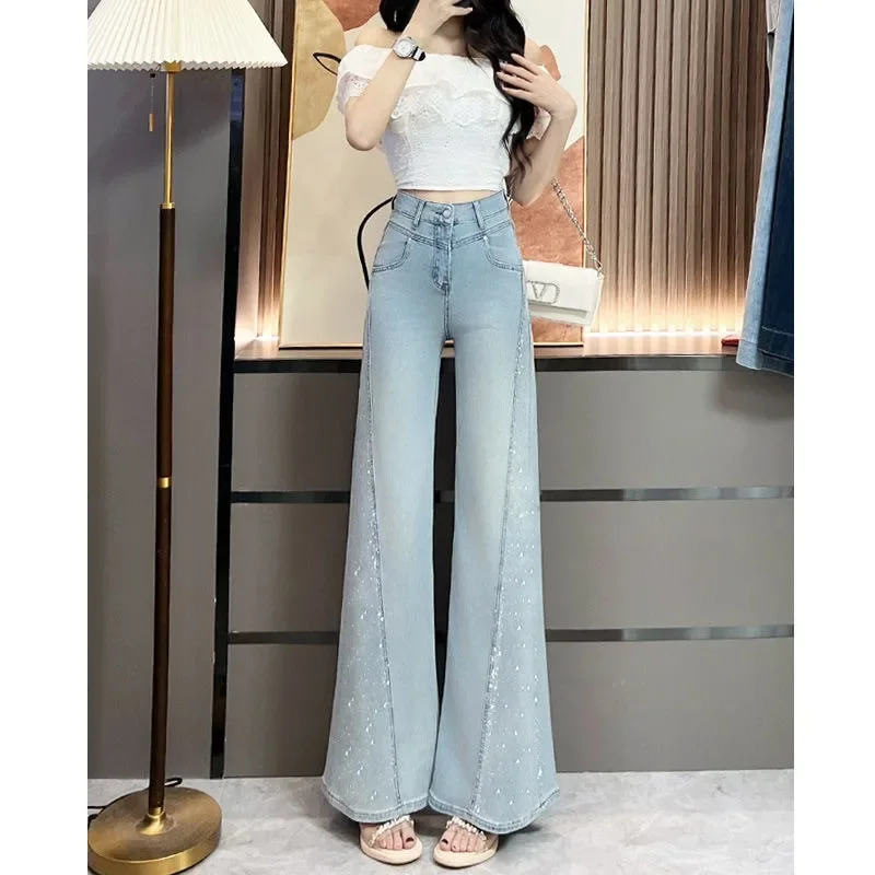 Trousers Hot Diamond Wide Leg Flared Jeans Women's Spring and Summer New Fashion Spice Girls Loose Washed Blue Straight Pants
Trousers Hot Diamond Wide Leg Flared Jeans Women's Spring and Summer New Fashion Spice Girls Loose Washed Blue Straight Pants