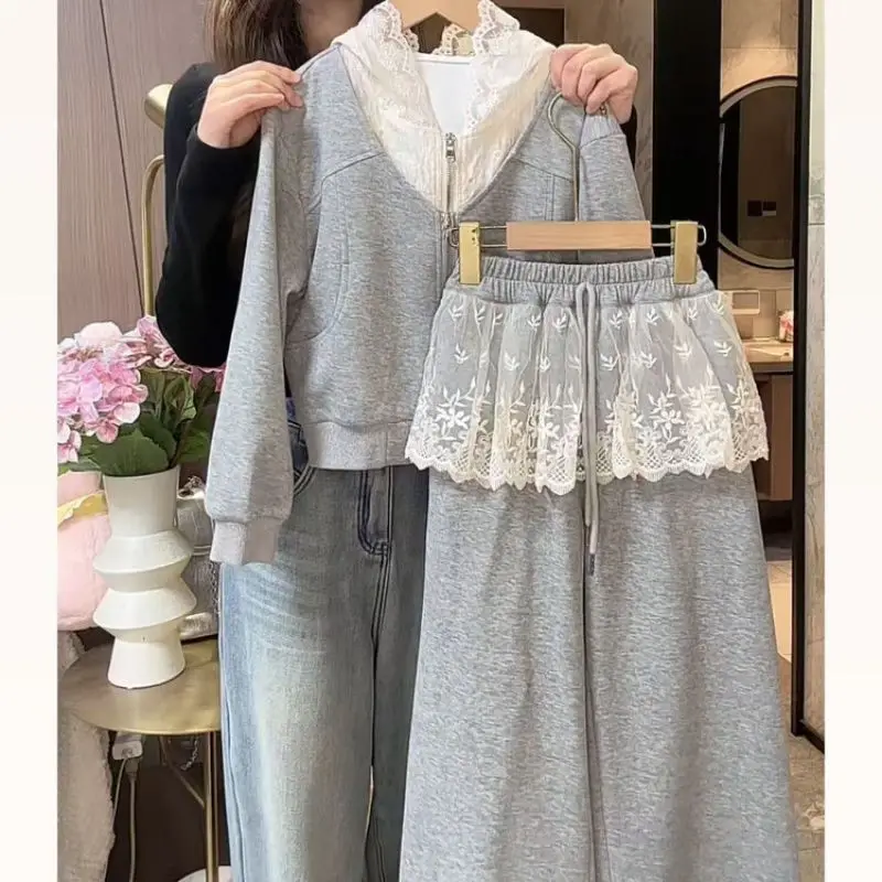 Two-piece Set Girls' Korean Version Casual Stylish Hooded Jacket for Big Kids Solid Color Lace Kids Fashion Clothes
Two-piece Set Girls' Korean Version Casual Stylish Hooded Jacket for Big Kids Solid Color Lace Kids Fashion Clothes