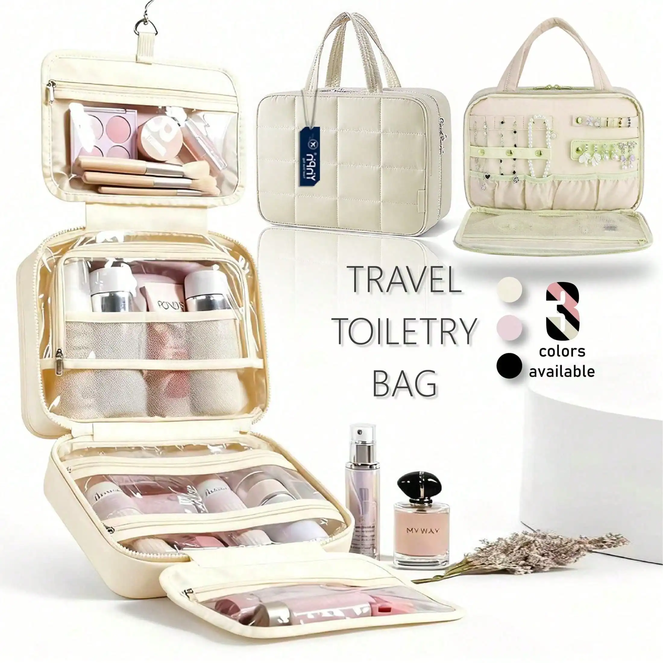 Travel Toiletry Bag With Jewelry Organizer, Hanging Travel Bag For Toiletries, Puffy Makeup Cosmetic Bag Organizer, Carry-On Travel Accessories Essentials
Travel Toiletry Bag With Jewelry Organizer, Hanging Travel Bag For Toiletries, Puffy Makeup Cosmetic Bag Organizer, Carry-On Travel Accessories Essentials