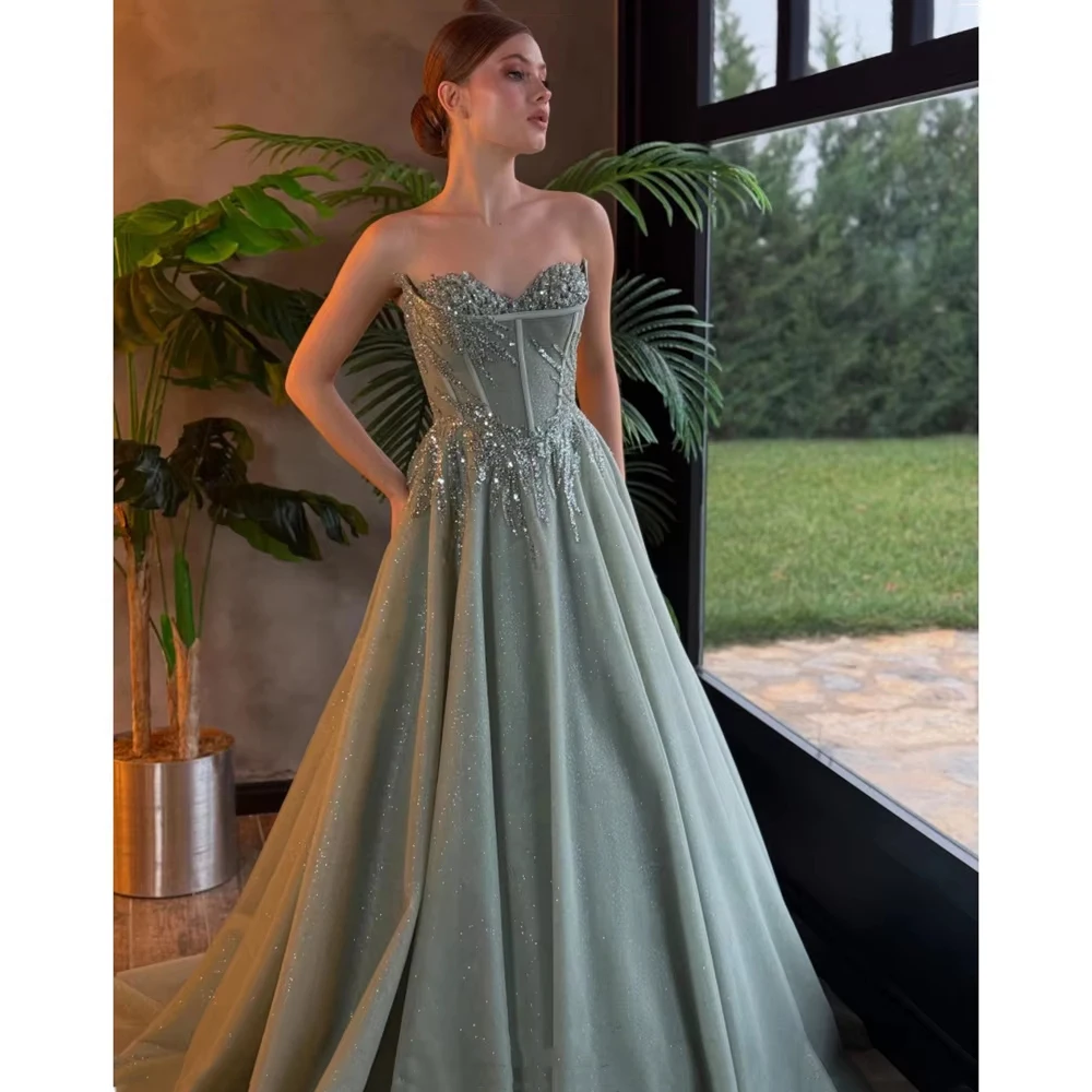 Customized Strapless Glitter Pleated Prom Dresses Sequins Sleeveless vestidos de noiva A-Line Floor-Length Formal Evening Dress
Customized Strapless Glitter Pleated Prom Dresses Sequins Sleeveless vestidos de noiva A-Line Floor-Length Formal Evening Dress