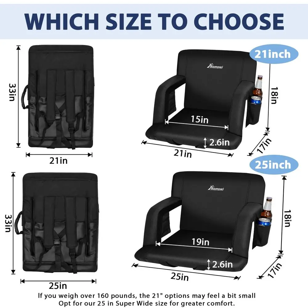2 Pack Etra Wide Backpack Reclining Stadium Seat with Armrests, 6 Adjustable Angle amp Hidden Hooks, Bleacher Chair with Padded
2 Pack Etra Wide Backpack Reclining Stadium Seat with Armrests, 6 Adjustable Angle amp Hidden Hooks, Bleacher Chair with Padded