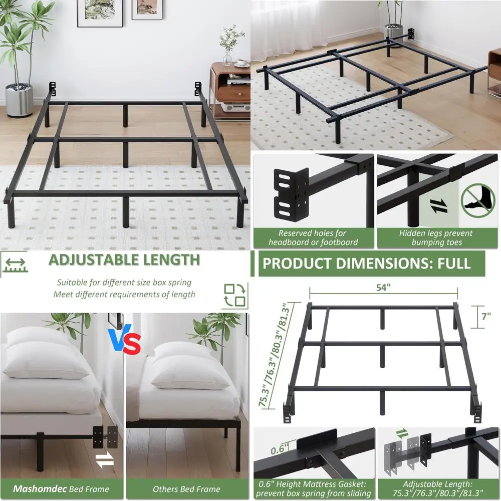 Сверхмощный 7-дюймовый каркас кровати с платформой, полный размер — низкопрофильный, простая сборка, совместимый с матрасом и коробчатой пружиной, бесшумная опора
Сверхмощный 7-дюймовый каркас кровати с платформой, полный размер — низкопрофильный, простая сборка, совместимый с матрасом и коробчатой пружиной, бесшумная опора