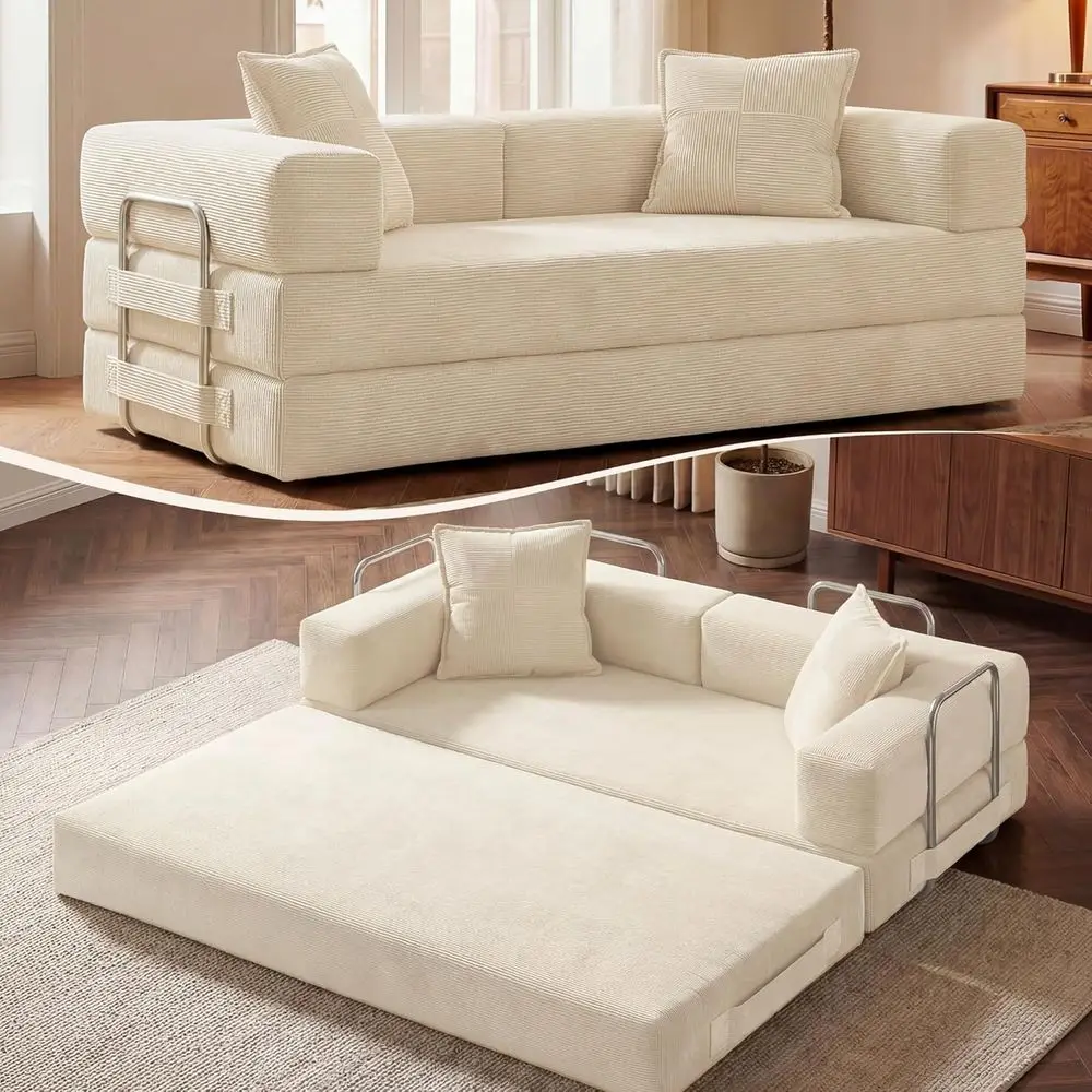 78 Inch Convertible Sofa Bed, 5-in-1 Pull Out Couch, Corduroy Sofa Beds for Living Room or Bedroom, No Assembly Required, Beige,
78 Inch Convertible Sofa Bed, 5-in-1 Pull Out Couch, Corduroy Sofa Beds for Living Room or Bedroom, No Assembly Required, Beige,