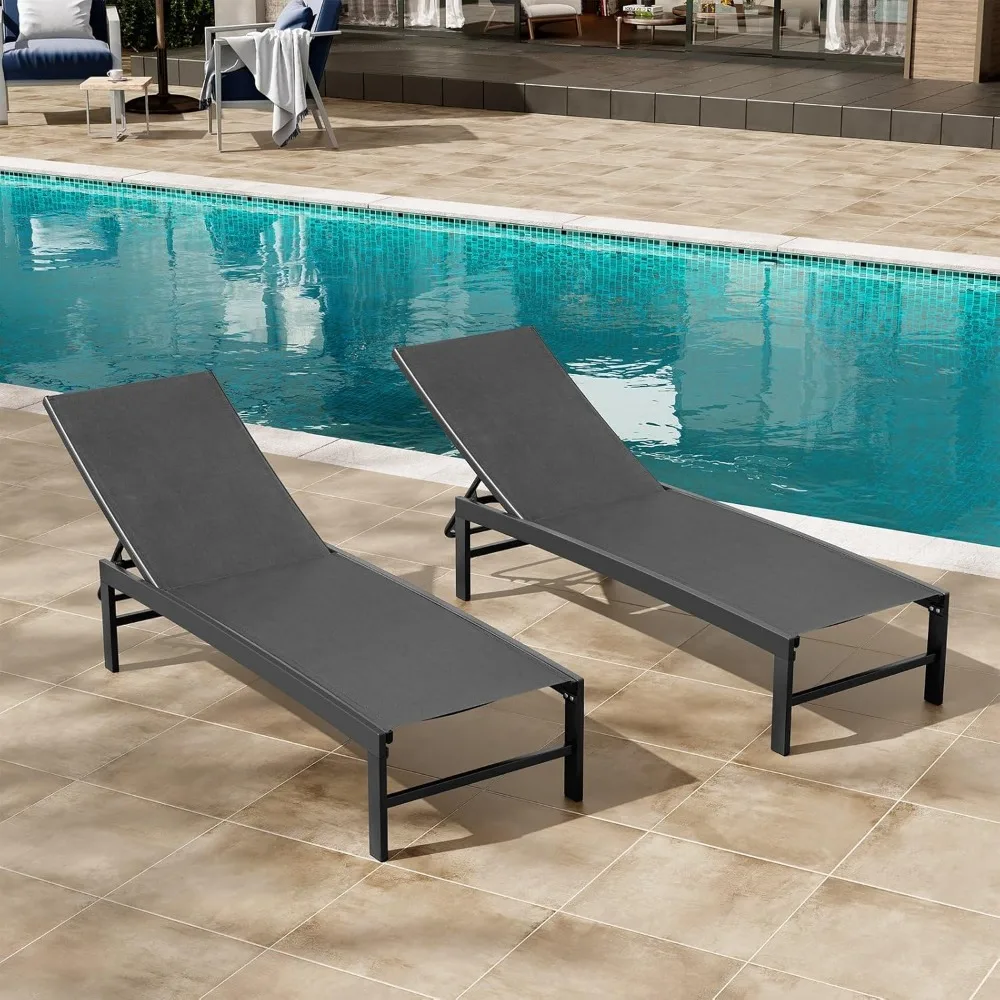 Комплект из 2 шезлонгов для улицы, алюминиевые шезлонги для бассейна, регулируемый шезлонг для загара с пятью положениями, шезлонг-реклайнер
Комплект из 2 шезлонгов для улицы, алюминиевые шезлонги для бассейна, регулируемый шезлонг для загара с пятью положениями, шезлонг-реклайнер