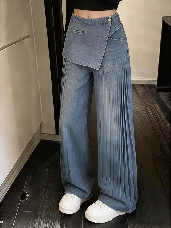 High Waist Wide Leg Denim Jeans Women's Spring Summer Thin Straight Long Pants Retro Hong Kong Style Patchwork Curtain Pants
High Waist Wide Leg Denim Jeans Women's Spring Summer Thin Straight Long Pants Retro Hong Kong Style Patchwork Curtain Pants