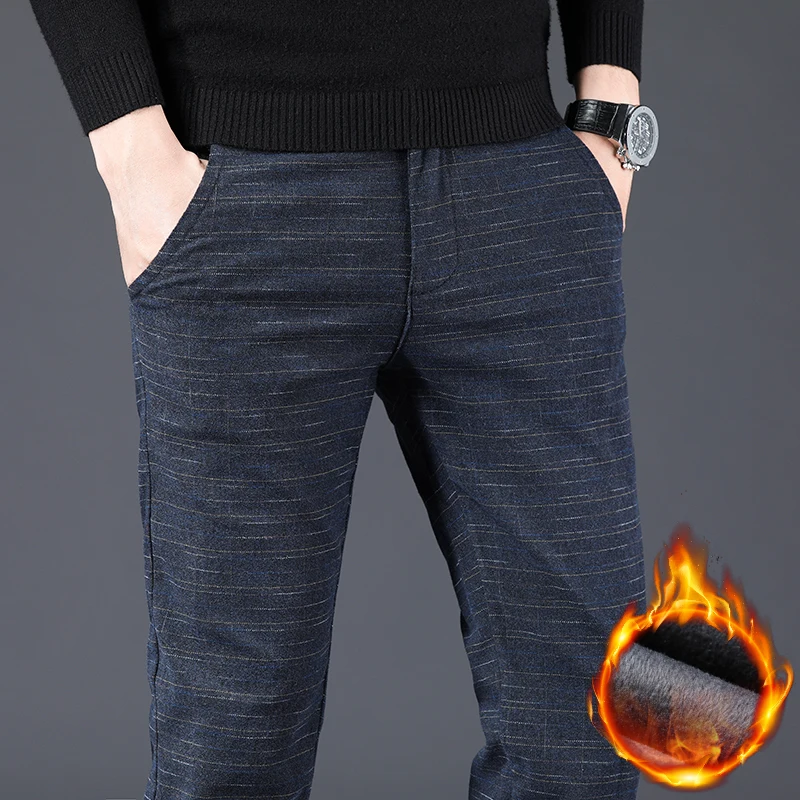 Winter Warm Men's Slim Straight Pants Autumn Winter Thick Imitation Cotton Linen Brushed Business Casual Plaid Trousers
Winter Warm Men's Slim Straight Pants Autumn Winter Thick Imitation Cotton Linen Brushed Business Casual Plaid Trousers