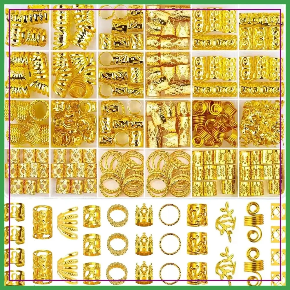 280 Pcs Gold Hair Braids Rings Cuffs Clips for Dreadlock Accessories Decorations
280 Pcs Gold Hair Braids Rings Cuffs Clips for Dreadlock Accessories Decorations
