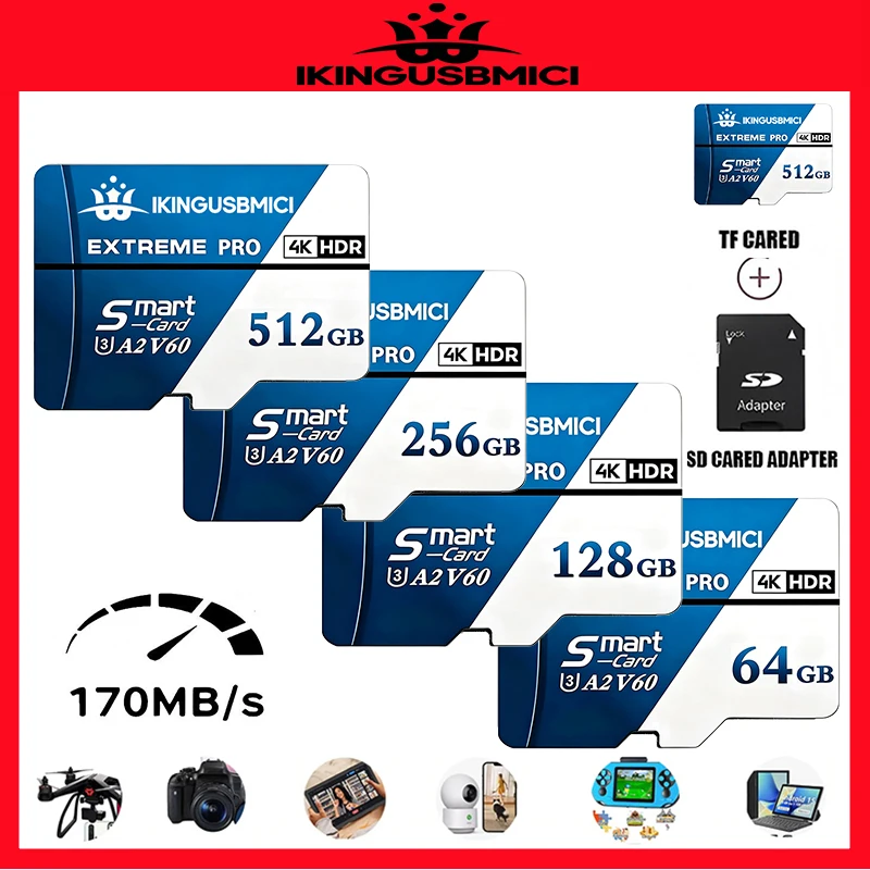 Class 10 Micro TF 512GB 256GB Memory High Speed Flash A2 128GB 64GB Mini TF SD Card for Smartphone Camera Mobile Storag
Class 10 Micro TF 512GB 256GB Memory High Speed Flash A2 128GB 64GB Mini TF SD Card for Smartphone Camera Mobile Storag