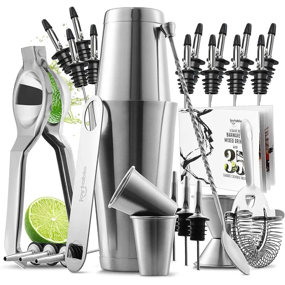 28PC Stainless Steel Cocktail Shaker Set Bartender Kit Complete Bar Tools Mixology Drink Mixer Portable Home Bar Set
28PC Stainless Steel Cocktail Shaker Set Bartender Kit Complete Bar Tools Mixology Drink Mixer Portable Home Bar Set