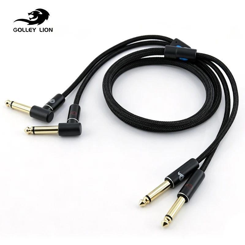 GOLLEY LION Dual 1/4 inch TS Interconnect Cable, Straight to Right-Angle Plug, Black Nylon Braided Jacket
GOLLEY LION Dual 1/4 inch TS Interconnect Cable, Straight to Right-Angle Plug, Black Nylon Braided Jacket