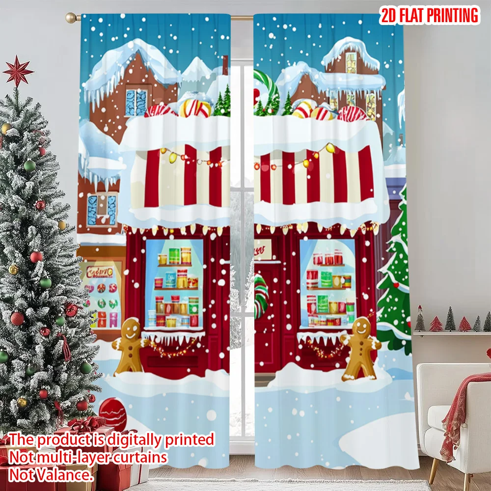 2pcs 2D flat printing Christmas Curtains Christmas candy store Versatile Polyester Without Electricity Versatile Use for Home
2pcs 2D flat printing Christmas Curtains Christmas candy store Versatile Polyester Without Electricity Versatile Use for Home