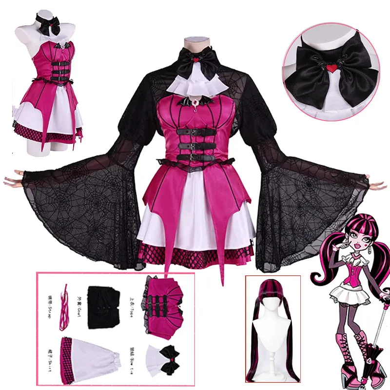 Anime Draculaura Cosplay Costume Vampire Gothic Style Short Dress Nice Stitching Full Suit Halloween Carnival Party Role play
Anime Draculaura Cosplay Costume Vampire Gothic Style Short Dress Nice Stitching Full Suit Halloween Carnival Party Role play