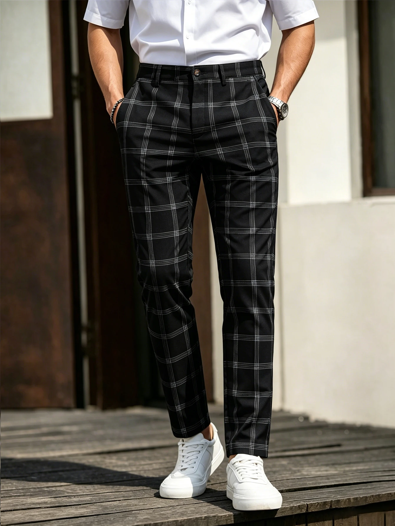 Mens High Waist Plaid Grid Ankle Trousers 100% Polyester Wrinkle Free Slim Fit Cropped Suit Pants Daily Office Wear S-XXL
Mens High Waist Plaid Grid Ankle Trousers 100% Polyester Wrinkle Free Slim Fit Cropped Suit Pants Daily Office Wear S-XXL