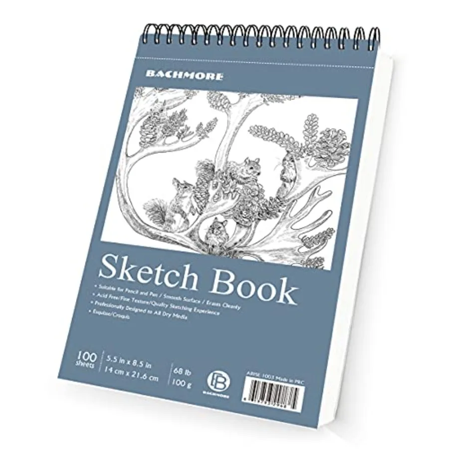 Bachmore Sketchpad 5.5X8.5 Inch 68lb/100g,100 Sheets of Spiral Bound Sketch Book for Artist Pro and Amateurs Marker Art, Colore
Bachmore Sketchpad 5.5X8.5 Inch 68lb/100g,100 Sheets of Spiral Bound Sketch Book for Artist Pro and Amateurs Marker Art, Colore