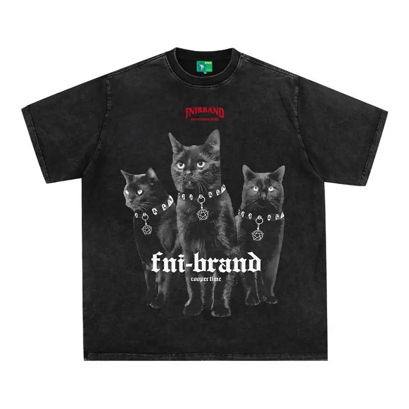 Black cat print T-shirt American retro ins pure cotton short-sleeved summer niche trendy brand tops for men and women couples
Black cat print T-shirt American retro ins pure cotton short-sleeved summer niche trendy brand tops for men and women couples