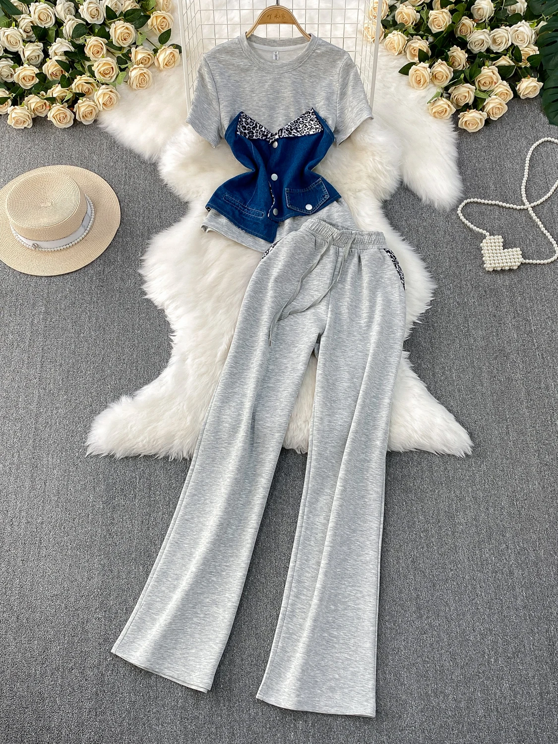 Faionable European Design Slimming High Waist Straight Leg Wide Leg Pants ort Sve Patchwork Denim Two Piece Set Women
Faionable European Design Slimming High Waist Straight Leg Wide Leg Pants ort Sve Patchwork Denim Two Piece Set Women