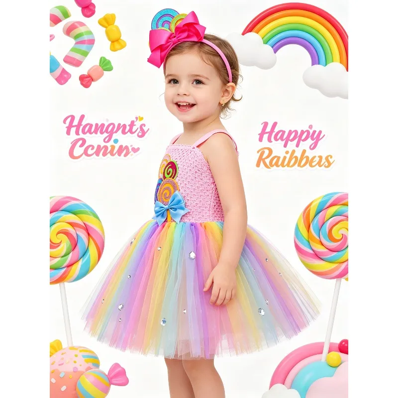 Rainbow Lollipop Candy Tutu Dress With Headwear Stylish Carnival Holiday Birthday Party Stage Cosplay Festive Princess Outfit
Rainbow Lollipop Candy Tutu Dress With Headwear Stylish Carnival Holiday Birthday Party Stage Cosplay Festive Princess Outfit