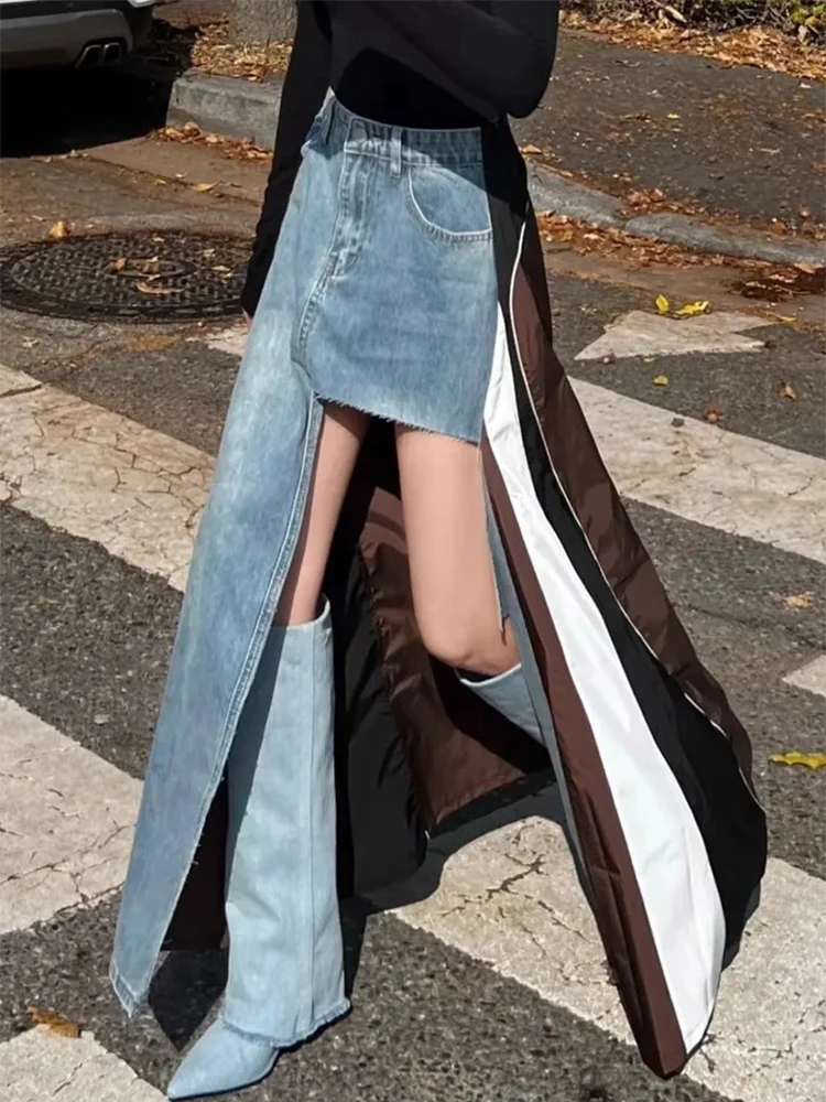 SuperAen 2024 Korea Chic Summer Cropped Design Panel Cropped Irregular Denim Skirt for Women
SuperAen 2024 Korea Chic Summer Cropped Design Panel Cropped Irregular Denim Skirt for Women