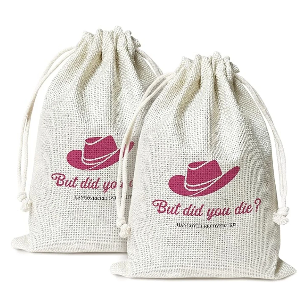12 TFCIATE Hangover Kit Bags, But Did You Die Burlap Bags With Drawstring for Bridal Shower, Wedding, Travel, Bachelorette Party
12 TFCIATE Hangover Kit Bags, But Did You Die Burlap Bags With Drawstring for Bridal Shower, Wedding, Travel, Bachelorette Party