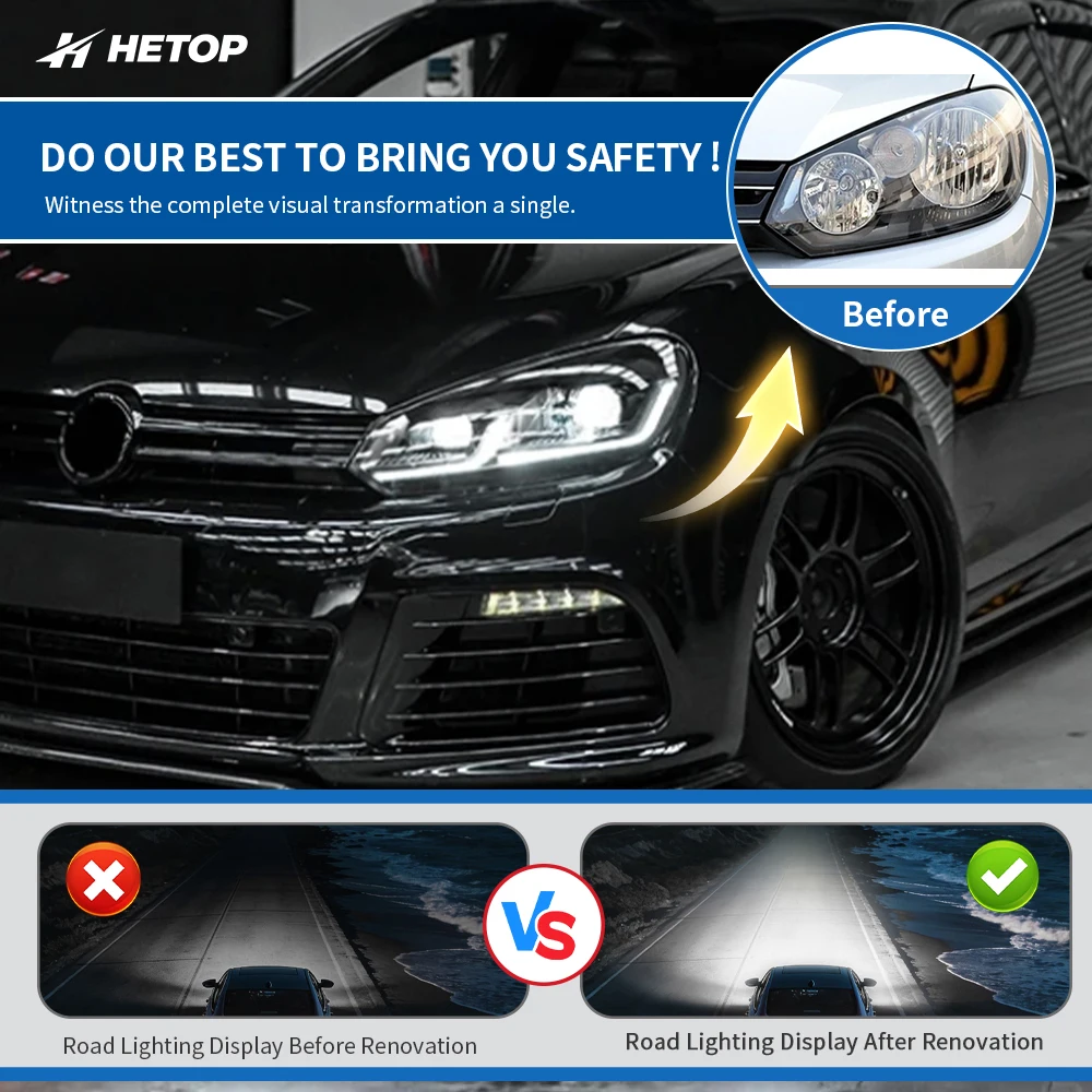 HETOP Golf 6 2009-2014 LED Lens Upgrade Front Lamp Car Accessories Hot Selling Plug and Play DRL for Volkswagen Headlight
HETOP Golf 6 2009-2014 LED Lens Upgrade Front Lamp Car Accessories Hot Selling Plug and Play DRL for Volkswagen Headlight