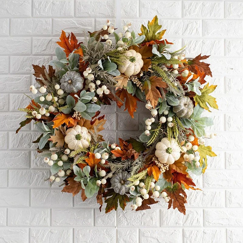 45cm Fall Wreaths Pumpkin Berry Maple Leaf Artificial Wreath Harvest Autumn Door Wreath Christmas New Years Home Hanging Decor
45cm Fall Wreaths Pumpkin Berry Maple Leaf Artificial Wreath Harvest Autumn Door Wreath Christmas New Years Home Hanging Decor