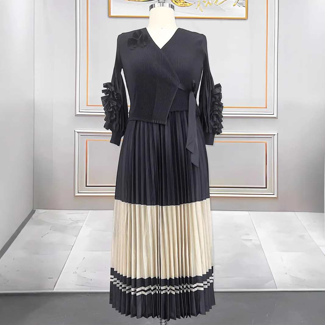 Miyake Pleated Dress Large Size Long-sleeved False Two-piece Pleated Long Temperament Women's Senior Sense of Light Mature Style
Miyake Pleated Dress Large Size Long-sleeved False Two-piece Pleated Long Temperament Women's Senior Sense of Light Mature Style