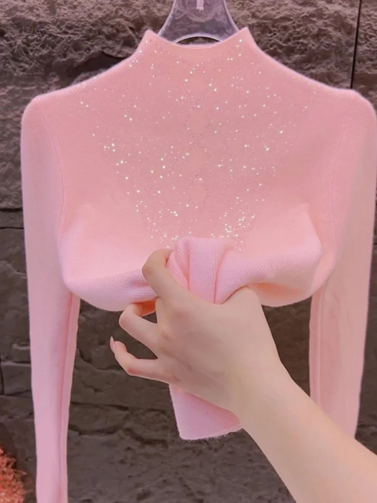 Comfortable Chic Long Sve Knitted Sweater Women's Overhead Design Diamond Embellied f High Collar Faionable Anti-Aging
Comfortable Chic Long Sve Knitted Sweater Women's Overhead Design Diamond Embellied f High Collar Faionable Anti-Aging