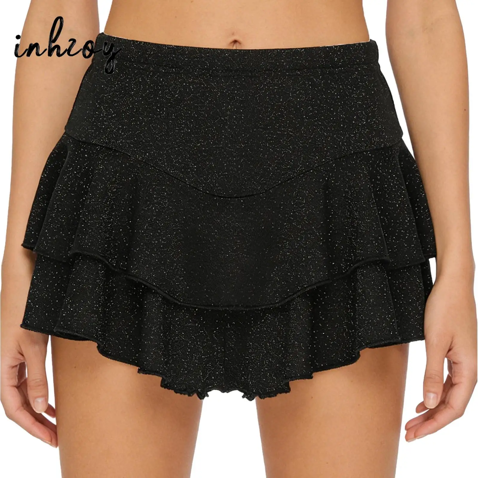 Женская юбка для латиноамериканских танцев и танца живота, мерцающая многоярусная мини-юбка со встроенными трусиками, с рюшами по низу, на эластичной талии, в стиле кюлоты, для выступлений
Женская юбка для латиноамериканских танцев и танца живота, мерцающая многоярусная мини-юбка со встроенными трусиками, с рюшами по низу, на эластичной талии, в стиле кюлоты, для выступлений