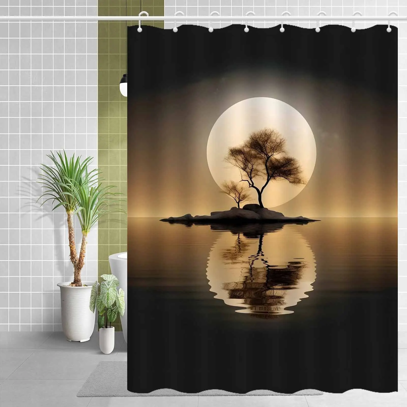 Moon Shower Curtain Waterproof Fabric Bathroom Curtains Silhouette Tree Island Reflection Bath Screen Divider Home Decor With
Moon Shower Curtain Waterproof Fabric Bathroom Curtains Silhouette Tree Island Reflection Bath Screen Divider Home Decor With