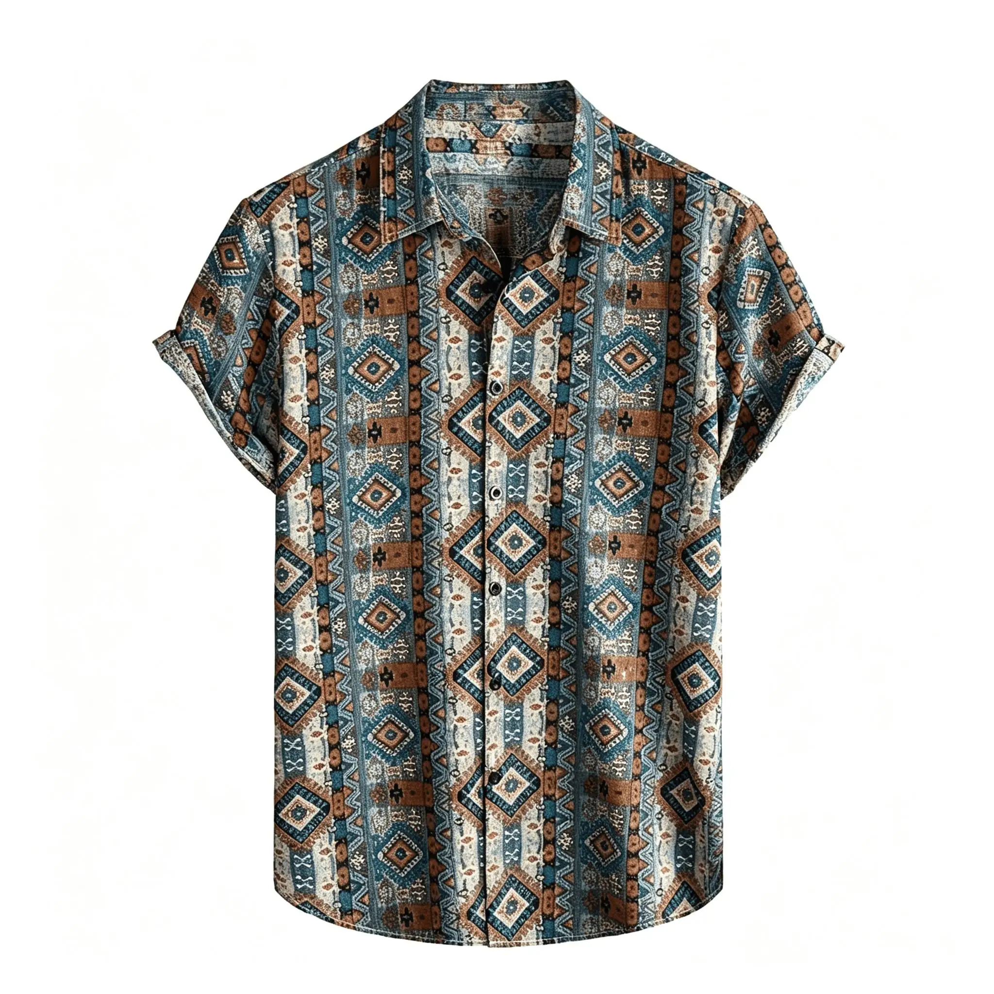 Men's Ethnic Geometric Print Casual Shirt, Bohemian Style for Spring and Summer, Beach Vacation Casual Wear
Men's Ethnic Geometric Print Casual Shirt, Bohemian Style for Spring and Summer, Beach Vacation Casual Wear