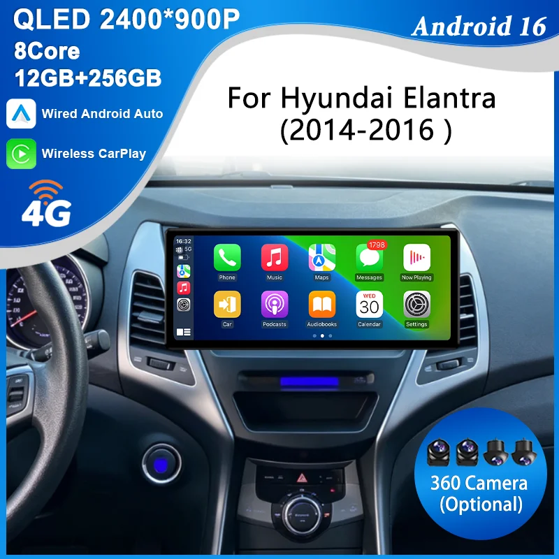 for Hyundai Elantra 2014-2016 12.3" Android 16 Car Radio CarPlay Android Auto GPS BT 4G Wifi DSP Split IPS HD Full Touch Screen
for Hyundai Elantra 2014-2016 12.3" Android 16 Car Radio CarPlay Android Auto GPS BT 4G Wifi DSP Split IPS HD Full Touch Screen