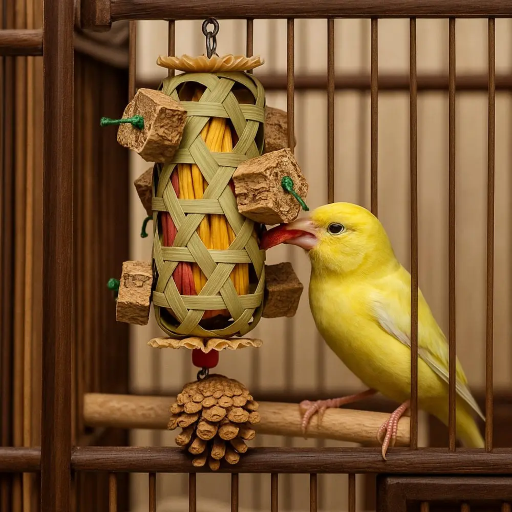 Bite Resistant Pet Bird Chew Toy Bamboo Woven Colorful Cornhusk Pinecone Toy Hanging Teeth Grinding Toy Small Pet
Bite Resistant Pet Bird Chew Toy Bamboo Woven Colorful Cornhusk Pinecone Toy Hanging Teeth Grinding Toy Small Pet