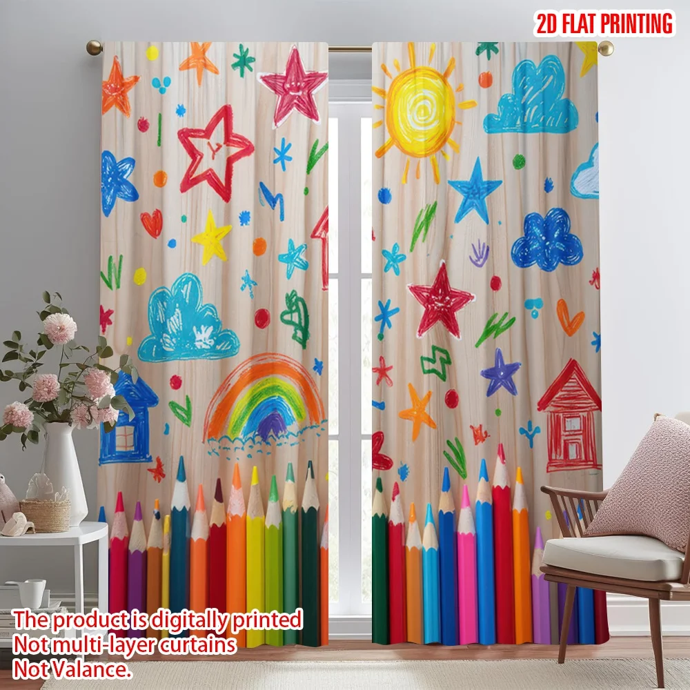 2D flat printing 2pcs Window Drapes Colorful Doodle Digital Printed Polyester Drapes Festive Curtains Use for Parties and
2D flat printing 2pcs Window Drapes Colorful Doodle Digital Printed Polyester Drapes Festive Curtains Use for Parties and