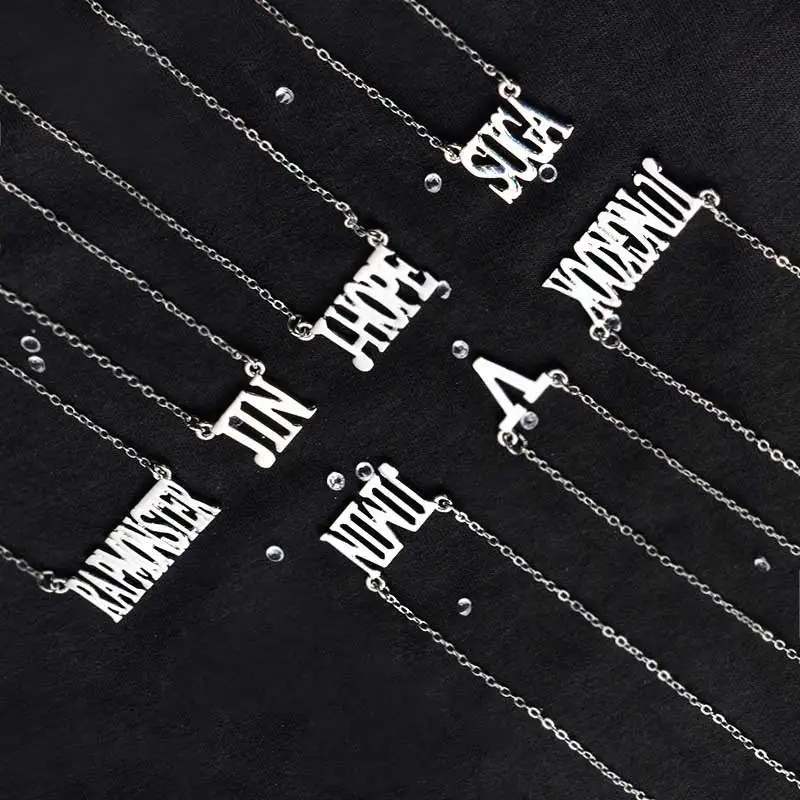 Korea Fashion Member Name Pendant Necklace Kpop Jewelry JIMIN JHOPE V JUNGKOOK RM JIN SUGA Taehyung Accessories Chain
Korea Fashion Member Name Pendant Necklace Kpop Jewelry JIMIN JHOPE V JUNGKOOK RM JIN SUGA Taehyung Accessories Chain