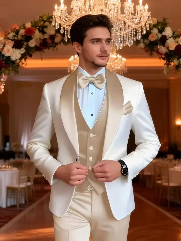 Men's 3 Pieces Suit Jacket Vest Pants Shawl Lapel Slim Fit Blazer Groom Tuxedos for Daily Party Formal Weddong/Business Suits
Men's 3 Pieces Suit Jacket Vest Pants Shawl Lapel Slim Fit Blazer Groom Tuxedos for Daily Party Formal Weddong/Business Suits