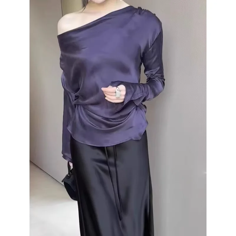 Purple Lace Mesh One-shoulder Long Sleeve Blouse Slim Fit Sheer Pure Desire Top
Purple Lace Mesh One-shoulder Long Sleeve Blouse Slim Fit Sheer Pure Desire Top